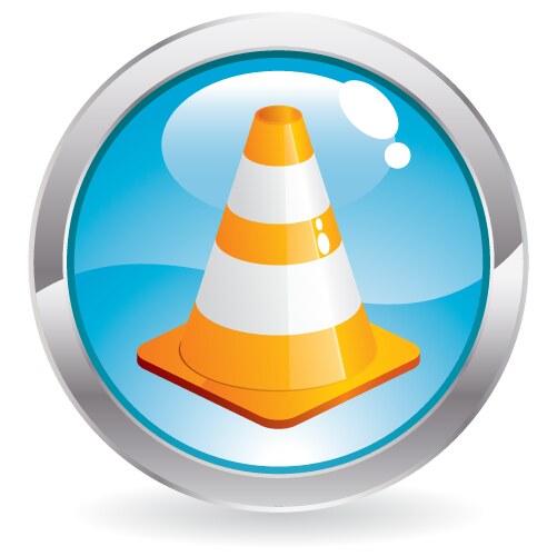 Gloss button with traffic cone vector image