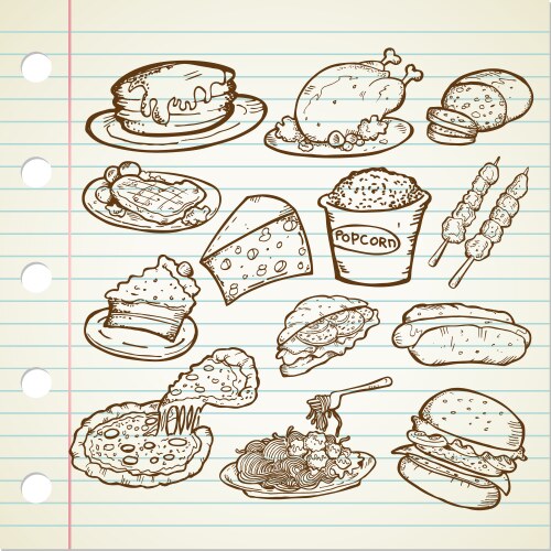Fun Food Doodles Vector Image