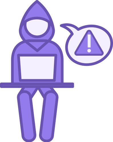 colored hack icon of hacker with computer vector image