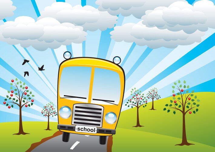 School bus and sunrise vector image