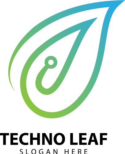 Leaf green technology logo design nature tech Vector Image