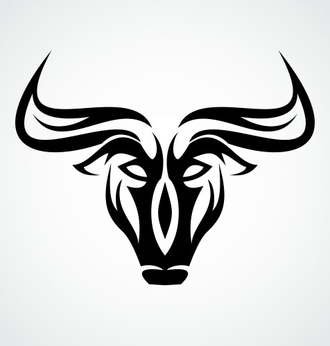 Bull Head Tattoo - Tribal Style Vector Image