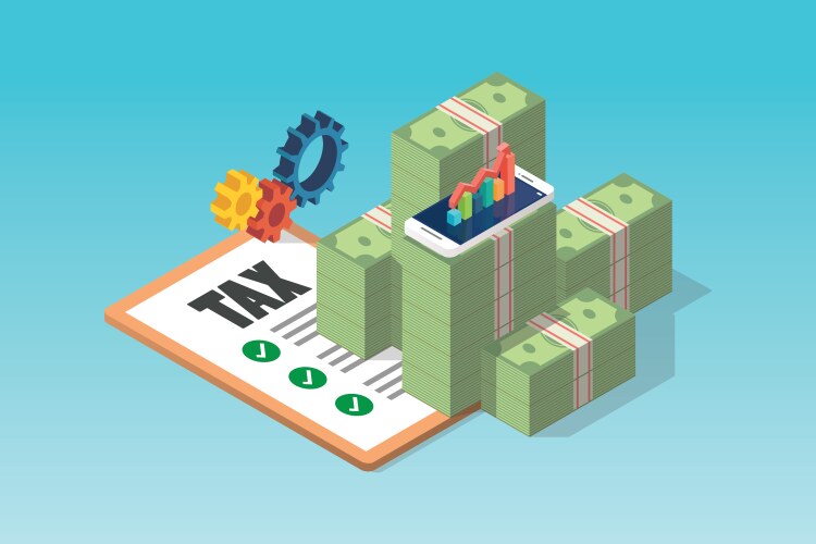 isometric tax payment and business concept vector