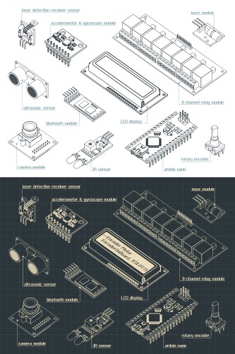 Arduino sensors set drawings vector image