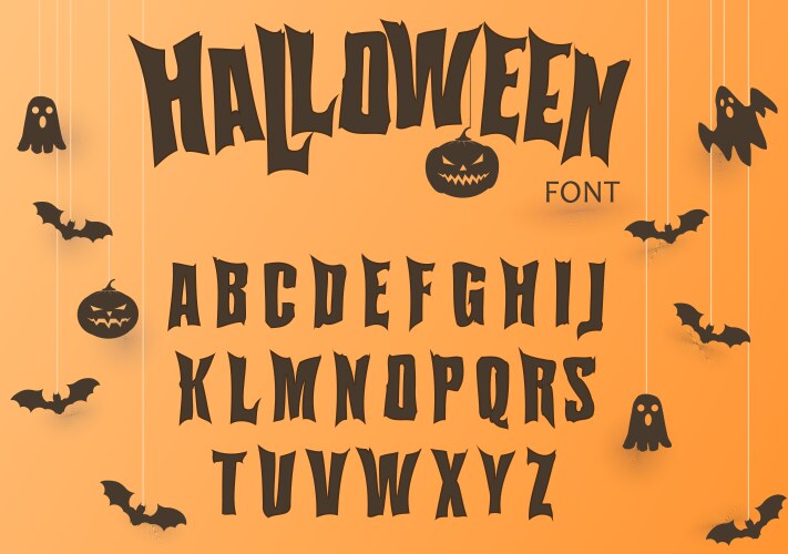 halloween font original typeface scary creepy vector image