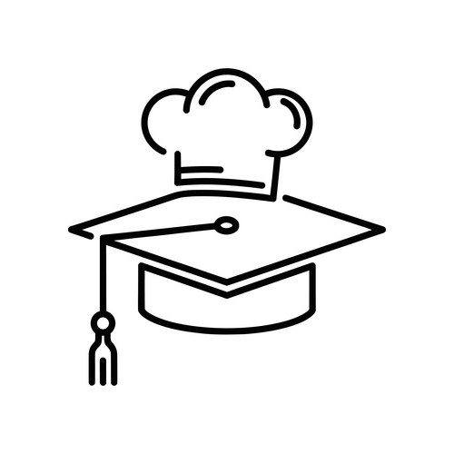 Chef hat adorned graduation cap symbolizing Vector Image