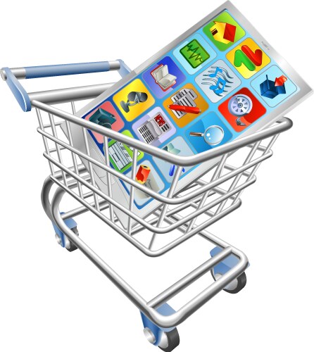 Phone in shopping cart vector image