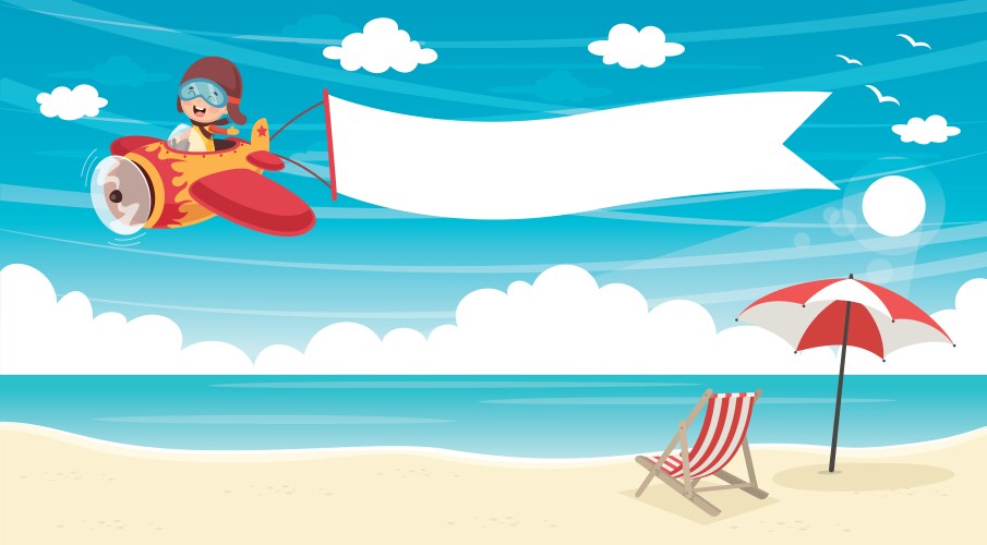 Kid flying plane with banner Royalty Free Vector Image