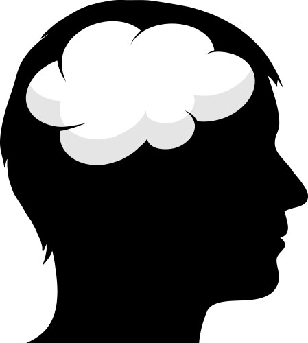 Male silhouette with brain vector image