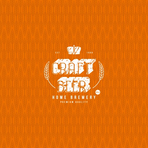 Wheat seamless pattern and craft beer label vector image