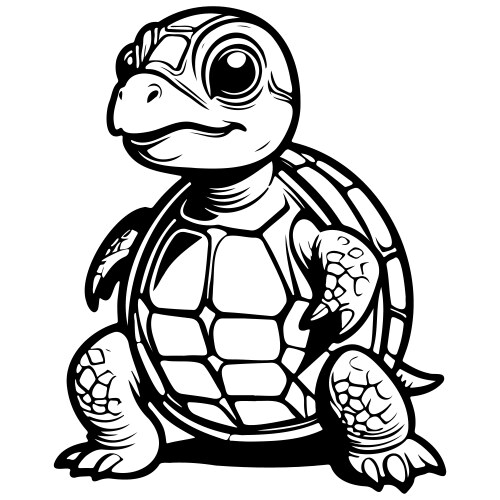 Cartoon turtle black hand drawn line transparent Vector Image