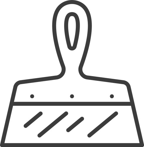 Metal putty knife wide spatula outline icon sign vector image