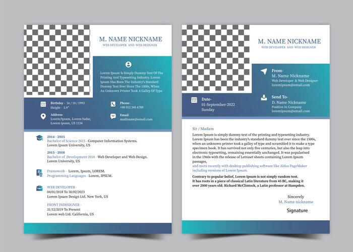 Web developer resume cv design template – Royalty-Free Vector | VectorStock