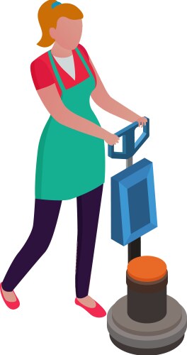 Female cleaning worker composition vector image