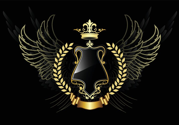 Ornamental shield with wings Royalty Free Vector Image