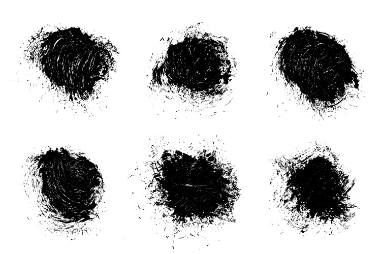 Black abstract brush strokes isolated on white vector image