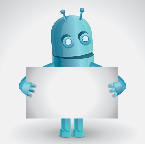Smiling Robot with Card Vector Image