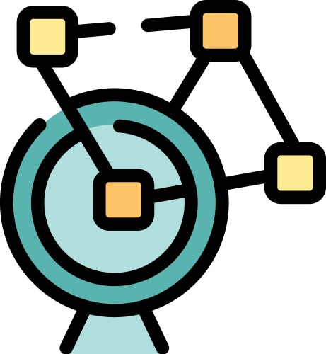 Global network connecting data blocks with lines vector image