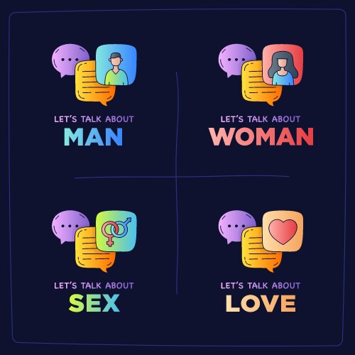 lets talk about sex love man woman doodle dialog vector image