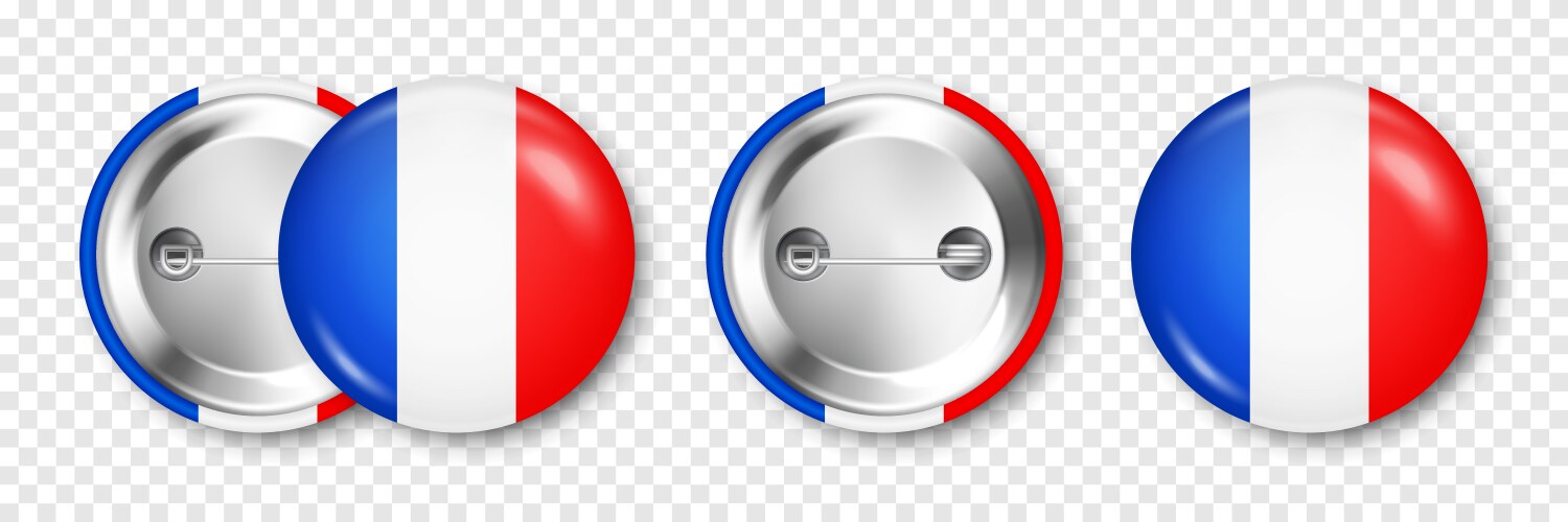 Realistic button badge with printed french flag vector image