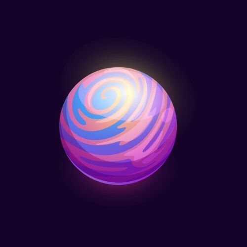 Blue space planet with pink nebula gui icon vector image