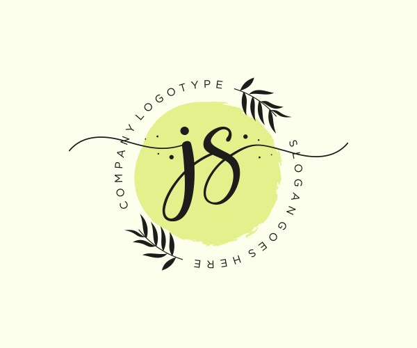 Initial js feminine logo beauty monogram vector image