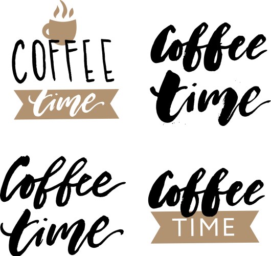 coffee time brush lettering calligraphy phrase vector image