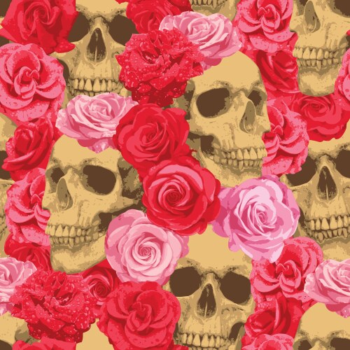 Skull & Roses Pattern Vector Image