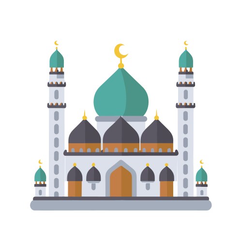 Flat islamic mosque building Royalty Free Vector Image