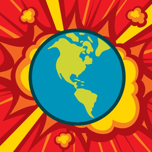 Planet earth explode - world globe catastrophe vector image