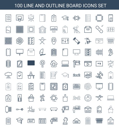 100 board icons vector image