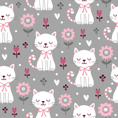 Seamless with a cute cat Royalty Free Vector Image