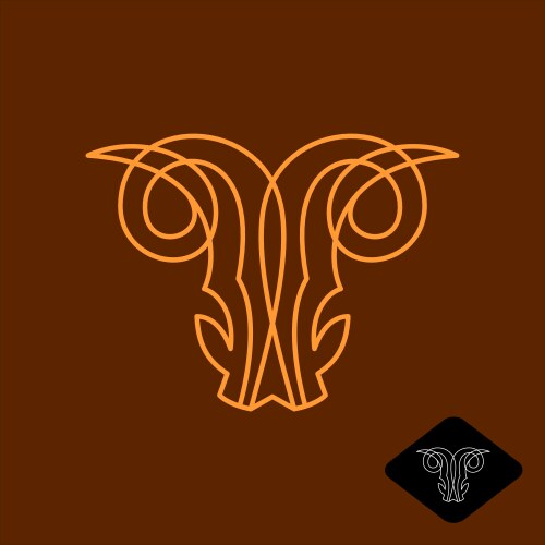 Satanic Goat Head Line Art Vector Image