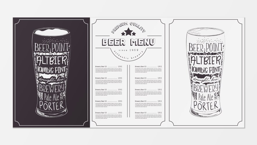 Menu for restaurant with price list and flatware Vector Image