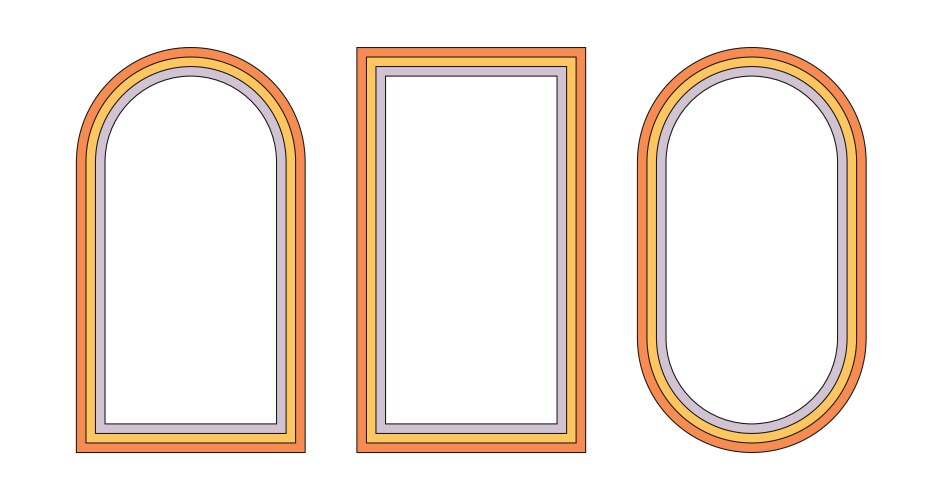 groovy rainbow frames in 1970s hippie style vector image