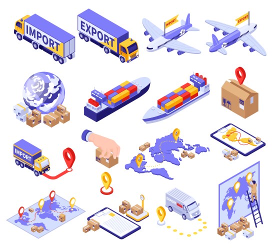 Isometric delivery concept air cargo plane Vector Image