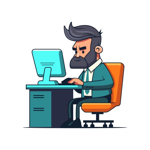 programmer at working developing and coding vector image