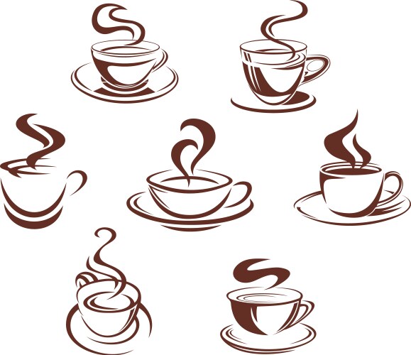 coffee and tea cups vector