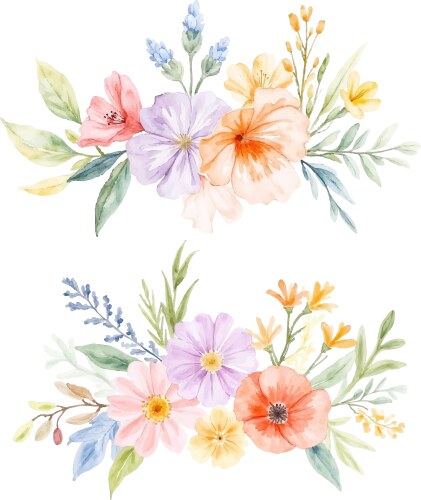 Delicate watercolor floral arrangements Vector Image