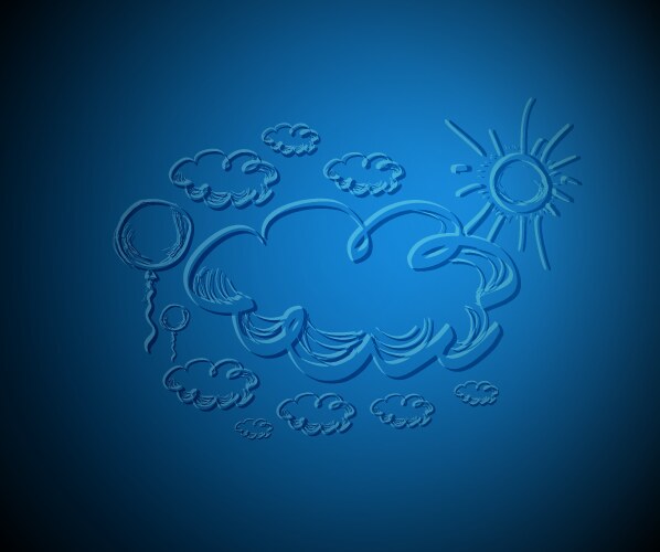 hand drawing sky with clouds and sun vector image