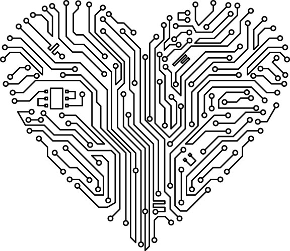 computer heart with motherboard vector