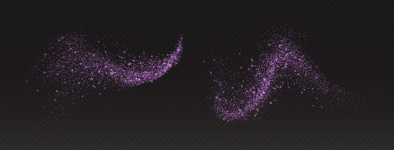 Purple glitter splashes shiny star dust explosion vector image