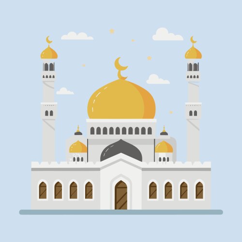 Flat islamic mosque building Royalty Free Vector Image