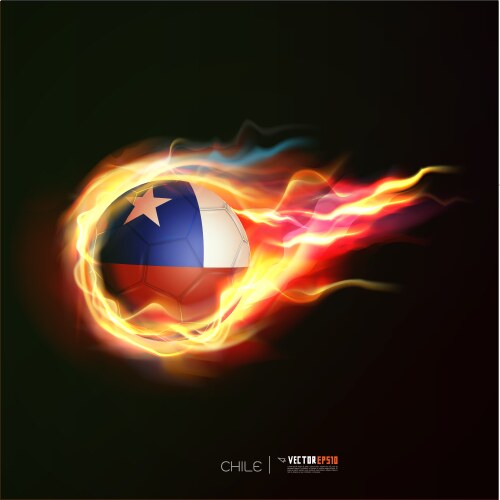 Chile Soccer Flag on Fire Vector Image