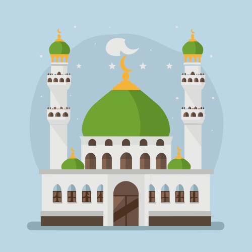 Flat islamic mosque building Royalty Free Vector Image