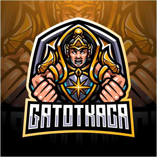 gatotkaca esport mascot logo design vector image