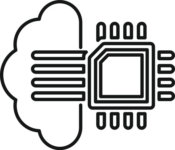 Cloud computing data transferring to microchip vector image