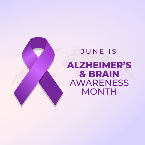 Alzheimer's Awareness Month - Brain Ribbon Vector Image