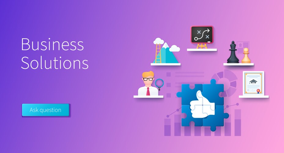 Business solutions in 3d style vector image