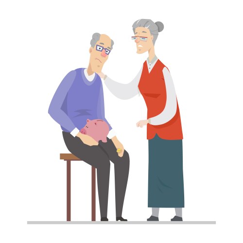 Senior people having financial problems - flat vector image